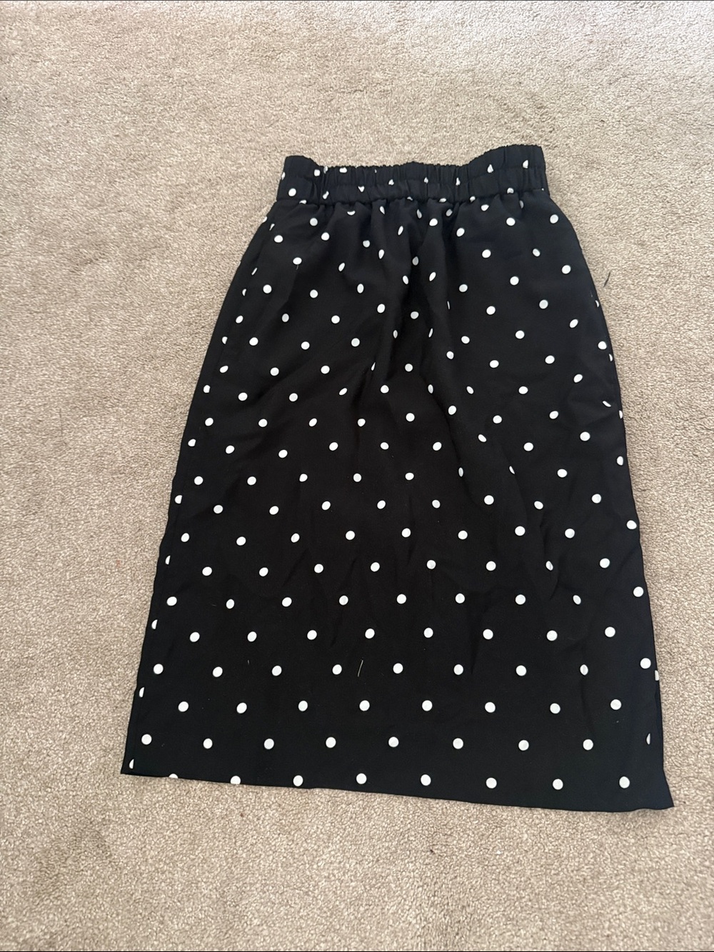 J. Crew Black Polka Dot Midi Skirt